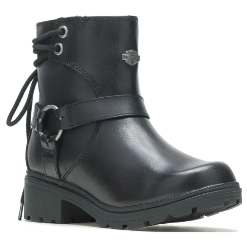 Harley Davidson Women's Black Tegan 5" Back Lace Harness Riding Boots Size 7 M